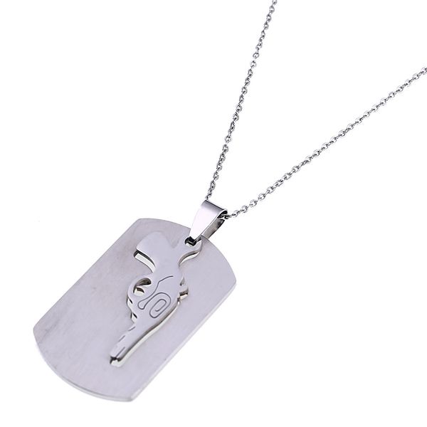 stainless steel silver pistol pendant necklace dog tag jewelry 
stainless steel silver pistol pendant necklace dog tag jewelry