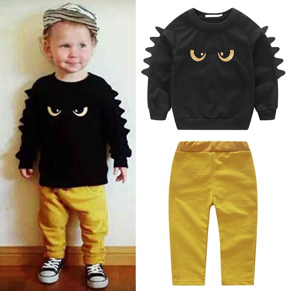 2018 Kids boys clothes set Autumn Winter Baby Boy Cute Clothing 2pc suit Cartoon black eyes Tops Yellow trend Pants sets
2018 Kids boys clothes set Autumn Winter Baby Boy Cute Clothing 2pc suit Cartoon black eyes Tops Yellow trend Pants sets