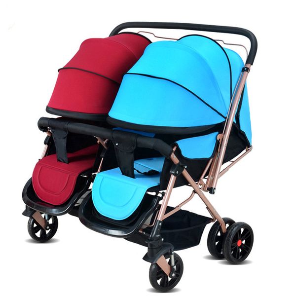 

new arrival twins baby stroller two-way baby carriage double seats can sit & lie folding pram pushchair for newborn