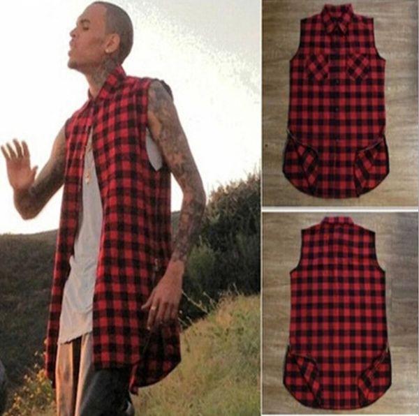 men summer high street side open zipper scotland black white red lattices casual sleeveless shirts, White;black
men summer high street side open zipper scotland black white red lattices casual sleeveless shirts, White;black