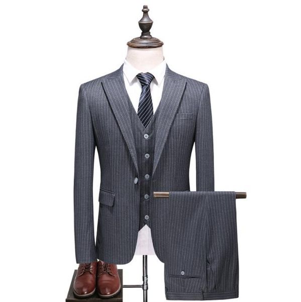 (jacket+vest+pants) 2018 tuxedo jacket spring fashion stripe grey single button men suits classic suits men's business wedding suit men, White;black
(jacket+vest+pants) 2018 tuxedo jacket spring fashion stripe grey single button men suits classic suits men's business wedding suit men, White;black
