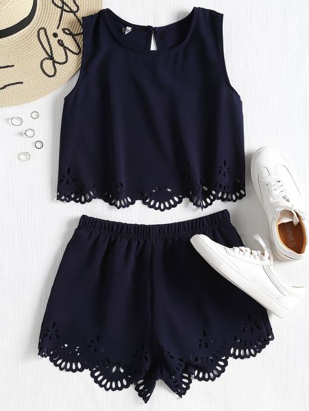 zaful sleeveless laser cut shorts women 2 pieces set hollow out cropped elastic waist shorts casual summer beach sets, White
zaful sleeveless laser cut shorts women 2 pieces set hollow out cropped elastic waist shorts casual summer beach sets, White