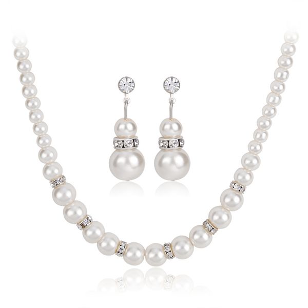 fashion white faux ball pearl rhinestone necklace stud earrings sets gold plated women girl's wedding jewelry gift, Silver
fashion white faux ball pearl rhinestone necklace stud earrings sets gold plated women girl's wedding jewelry gift, Silver
