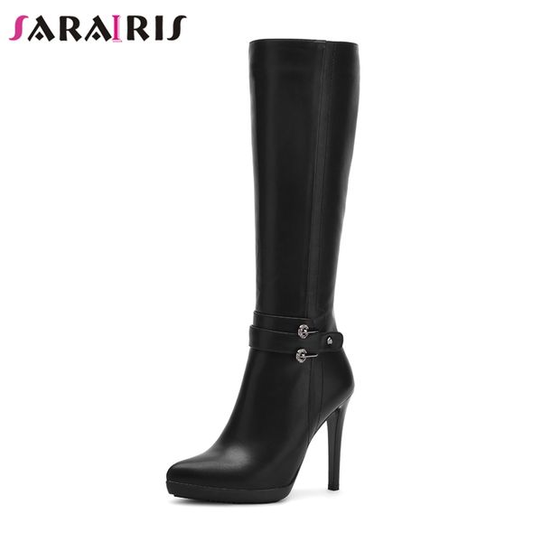 sarairis new belt buckle thin high heels solid zip platform shoes for women casual autumn knee-high boots big size 24-40, Black
sarairis new belt buckle thin high heels solid zip platform shoes for women casual autumn knee-high boots big size 24-40, Black