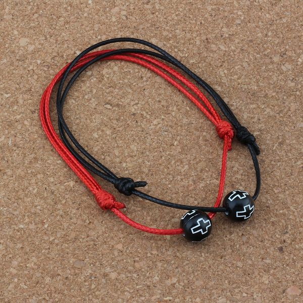 20PCS/lots Hollow Cross Carved Acrylic Round Beads Adjustable kabbalah Korea Waxed Cotton Cord Bracelets (red & black ) B-71 
20PCS/lots Hollow Cross Carved Acrylic Round Beads Adjustable kabbalah Korea Waxed Cotton Cord Bracelets (red & black ) B-71