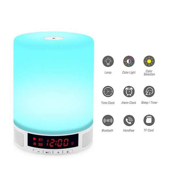 

LED Portable Mini Wireless Bluetooth Speaker LED Light Changeable Colors Lamp Hands-Free Calls Music Player Alarm Clock