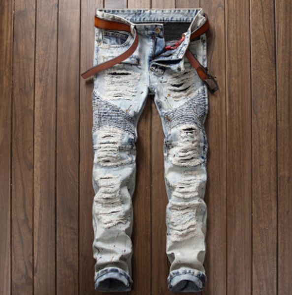 vintage washed fashion jeans men slim straight jean pants ripped destroyed long trousers, Blue
vintage washed fashion jeans men slim straight jean pants ripped destroyed long trousers, Blue