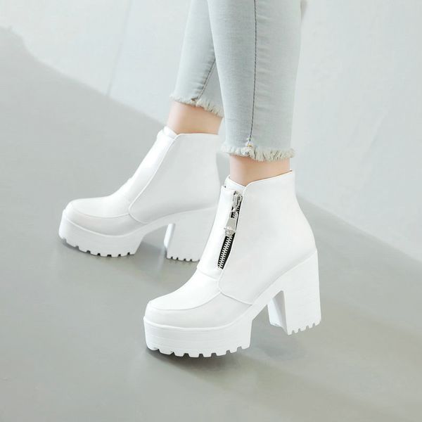 women's fashion side zipper ankle boots platform thick high heel ladies boots winter woman shoes white black plus size 2018
women's fashion side zipper ankle boots platform thick high heel ladies boots winter woman shoes white black plus size 2018