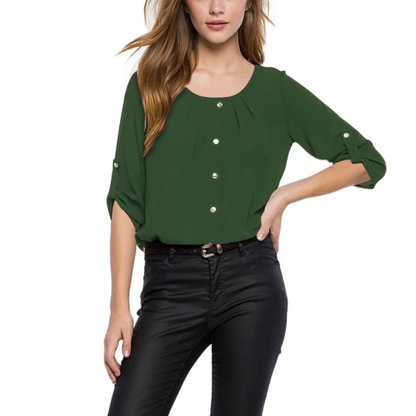 spring autumn casual women chiffon blouse o-neck loose shirt button back hollow out chiffon, White
spring autumn casual women chiffon blouse o-neck loose shirt button back hollow out chiffon, White