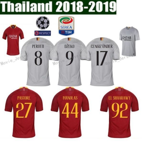18 19 FC AS Roma Jersey Men Soccer 9 DZEKO 10 TOTTI 16 DE ROSSI 44 MANOLAS 92 EL SHAARAWY Football Shirt Kits
18 19 FC AS Roma Jersey Men Soccer 9 DZEKO 10 TOTTI 16 DE ROSSI 44 MANOLAS 92 EL SHAARAWY Football Shirt Kits