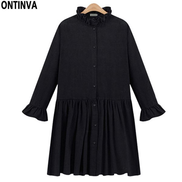 women pleated winter dress 2018 long sleeve ruffles neck a-line solid mini dress ladies dresses black white mujer vestidos, White;black
women pleated winter dress 2018 long sleeve ruffles neck a-line solid mini dress ladies dresses black white mujer vestidos, White;black