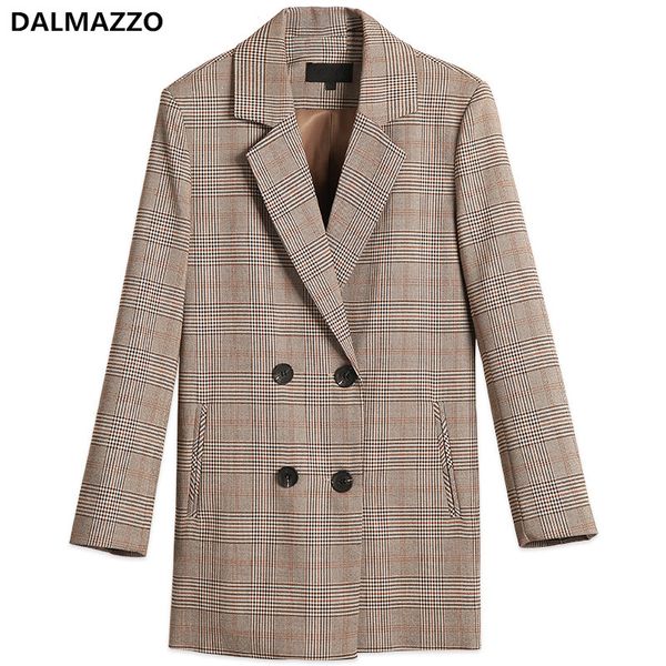 dalmazzo 2018 autumn vintage plaid long blazer women's double breasted long sleeve suit jacket coat womans casual outwear mujer, Tan;black
dalmazzo 2018 autumn vintage plaid long blazer women's double breasted long sleeve suit jacket coat womans casual outwear mujer, Tan;black