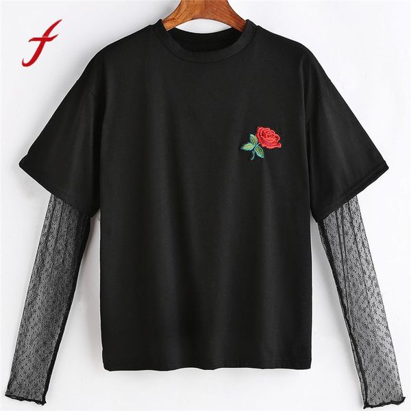 feitong harajuku t shirts women summer causal embroidery rose lace splice long sleeve tee shirt vetement femme camisetas mujer, White
feitong harajuku t shirts women summer causal embroidery rose lace splice long sleeve tee shirt vetement femme camisetas mujer, White