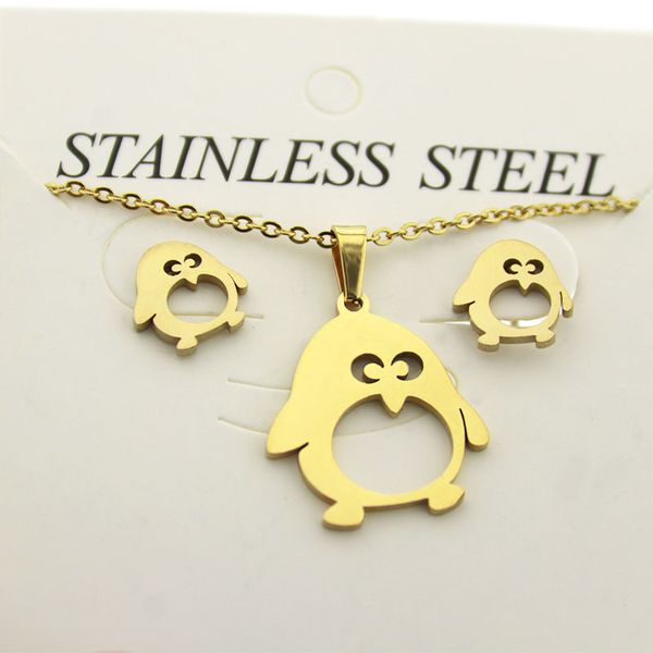 1 set stainless steel jewelry set cartoon baby penguin necklace earrings jewellry sets for cute women kids girls festival gifts, Silver
1 set stainless steel jewelry set cartoon baby penguin necklace earrings jewellry sets for cute women kids girls festival gifts, Silver