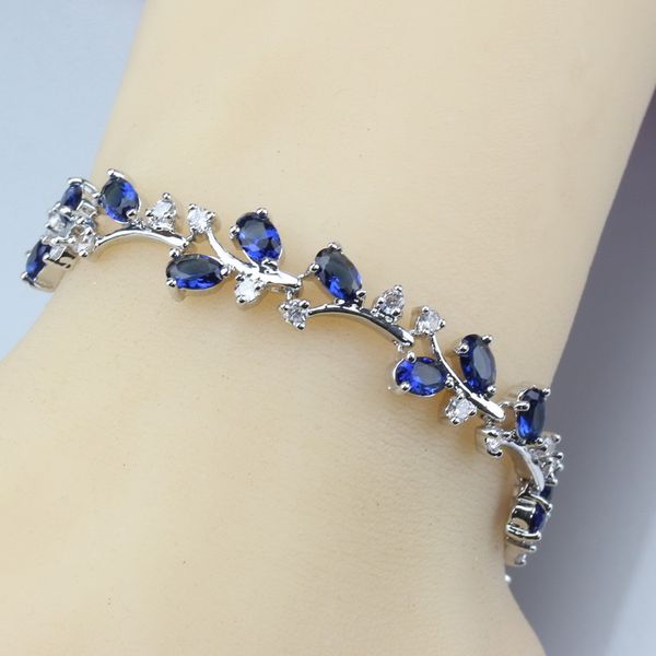 unique branch shape link chain bracelet length 19cm blue zircon 925 sterling silver 8-color jewelry fashion trinket, Black
unique branch shape link chain bracelet length 19cm blue zircon 925 sterling silver 8-color jewelry fashion trinket, Black