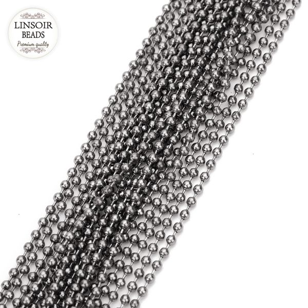 10m/lot 1.2 1.5 2 mm metal ball bead chains bulk gunblack color link chains for diy necklaces bracelets jewelry making, Silver 
10m/lot 1.2 1.5 2 mm metal ball bead chains bulk gunblack color link chains for diy necklaces bracelets jewelry making, Silver