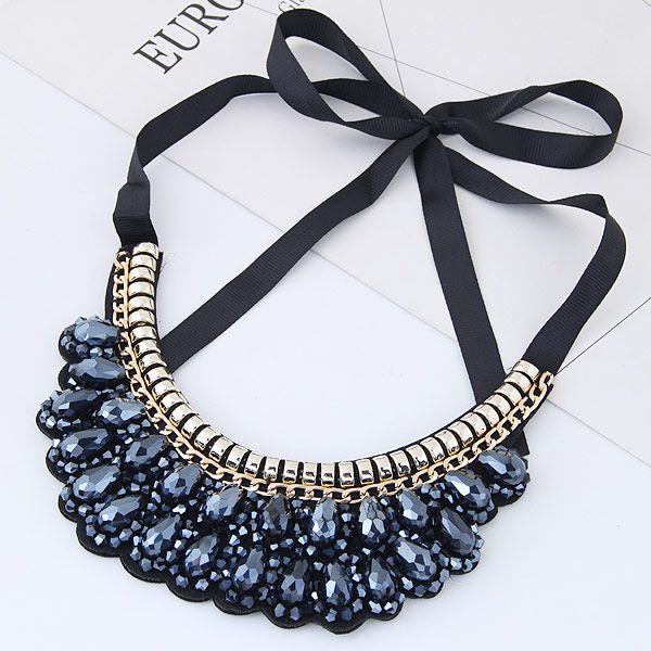 xiacaier fashion crystal choker necklaces for women black rope chain water drop statement necklace collier colar jewelry chocker, Golden;silver
xiacaier fashion crystal choker necklaces for women black rope chain water drop statement necklace collier colar jewelry chocker, Golden;silver