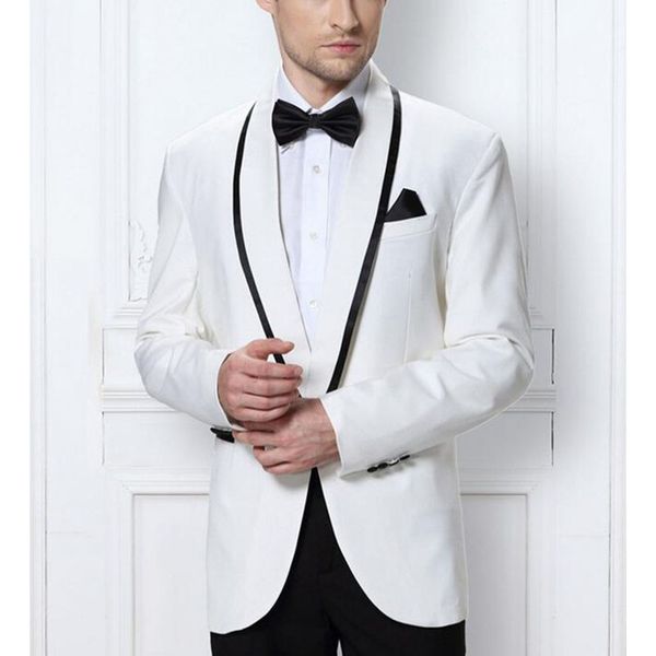 2017 customized mens suits terno masculino groom ivory shawl lapel wedding dinner party men suit ( jacket+pant+tie, White;black
2017 customized mens suits terno masculino groom ivory shawl lapel wedding dinner party men suit ( jacket+pant+tie, White;black
