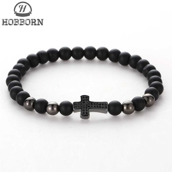 HOBBORN Trendy Black Onyx Beads Men Bracelet Handmade Natural Stone Healing Reiki Prayer Balance Women Mens Cross Bracelets Cruz
HOBBORN Trendy Black Onyx Beads Men Bracelet Handmade Natural Stone Healing Reiki Prayer Balance Women Mens Cross Bracelets Cruz
