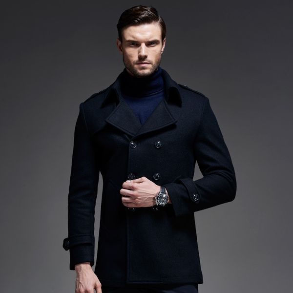 aimenwant 2017 autumn/winter thick grey woolen coat for mens double breasted slim medium length outwear father winter overcoat, Black
aimenwant 2017 autumn/winter thick grey woolen coat for mens double breasted slim medium length outwear father winter overcoat, Black