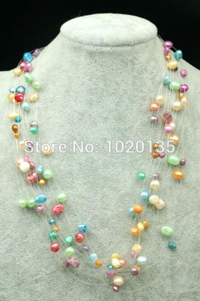 15rows freshwater pearl necklace multicolor baroue 6-8mm 16-19inch nature beads wholesale, Silver
15rows freshwater pearl necklace multicolor baroue 6-8mm 16-19inch nature beads wholesale, Silver