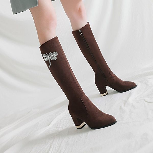 women boots woman shoes 34-43 mid calf zipper good quality flock crystal dragonfly high square heels 2018 new arrival sb208, Black
women boots woman shoes 34-43 mid calf zipper good quality flock crystal dragonfly high square heels 2018 new arrival sb208, Black
