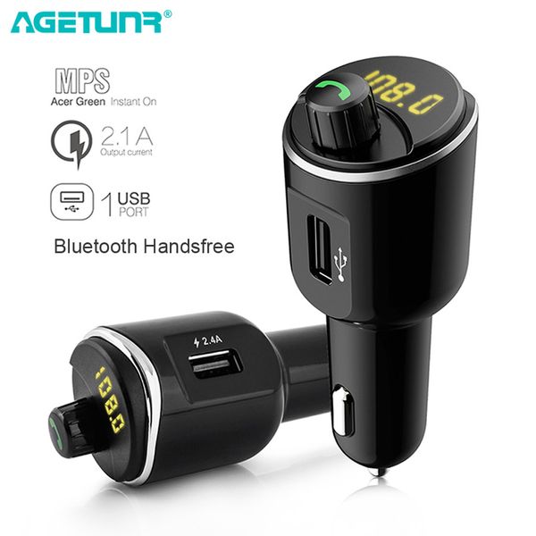 

AGETUNR T21 Bluetooth автомобильный комплект громкой связи FM передатчик MP3 музыкальный плеер 5 в 2.1 A двойной 2 USB автомобильное зарядное устройство поддержка USB музыка