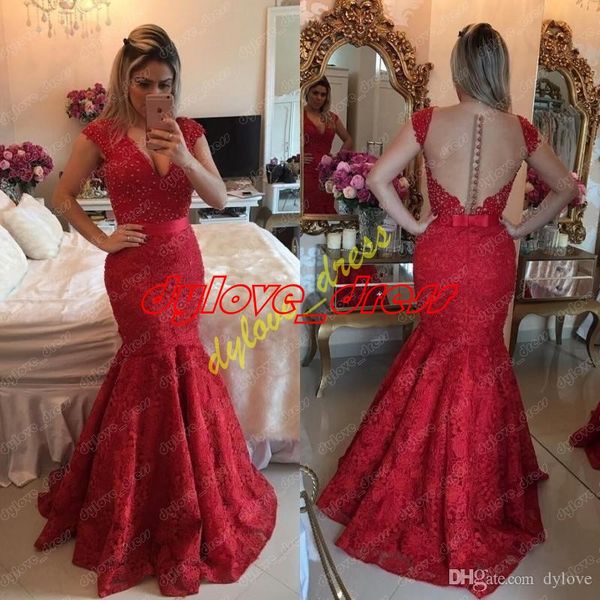 2021 elegant plus size lace dark red evening gown mermaid prom dress quinceanera dresses 2018, Black;red
2021 elegant plus size lace dark red evening gown mermaid prom dress quinceanera dresses 2018, Black;red