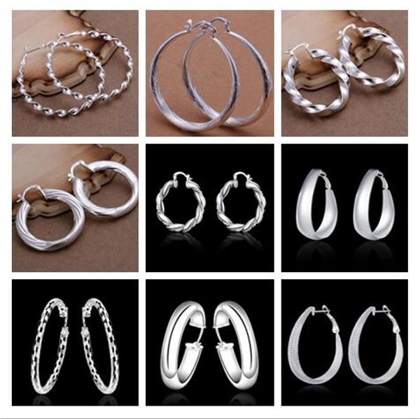 mixed orders 925 sterling silver plated hoop earrings classic large ear hoops fashion jewelry 12pair/lot, Golden;silver
mixed orders 925 sterling silver plated hoop earrings classic large ear hoops fashion jewelry 12pair/lot, Golden;silver