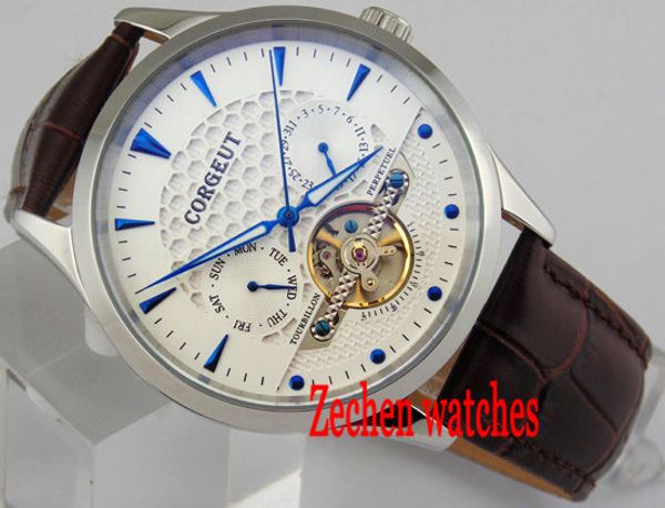 corgeut 44mm moon phase date day mens stainless steel case automatic mens watch, Slivery;brown
corgeut 44mm moon phase date day mens stainless steel case automatic mens watch, Slivery;brown