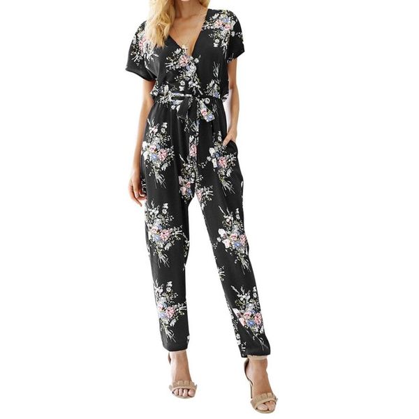 women floral boho workwear jumpsuit short sleeve casual loose belt playsuit women's gloria jeans large sizes trousers c30815, Black;white
women floral boho workwear jumpsuit short sleeve casual loose belt playsuit women's gloria jeans large sizes trousers c30815, Black;white