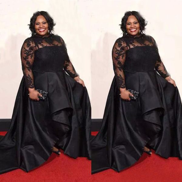 plus size long formal evening dresses celebrity black lace high low red carpet sheer evening gowns ruffles party gowns prom dress, Black;red
plus size long formal evening dresses celebrity black lace high low red carpet sheer evening gowns ruffles party gowns prom dress, Black;red
