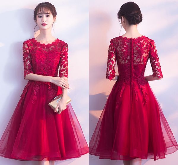 $55 new designer red knee length short cocktail party dresses lace half sleeves tulle homecoming dresses bridesmaid dress cps1127, Black;red
$55 new designer red knee length short cocktail party dresses lace half sleeves tulle homecoming dresses bridesmaid dress cps1127, Black;red