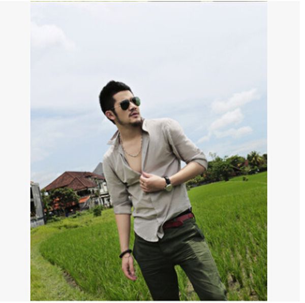 men casual shirts spring summer linen cotton blend leisure street beach shirt long sleeved ez88, White;black
men casual shirts spring summer linen cotton blend leisure street beach shirt long sleeved ez88, White;black