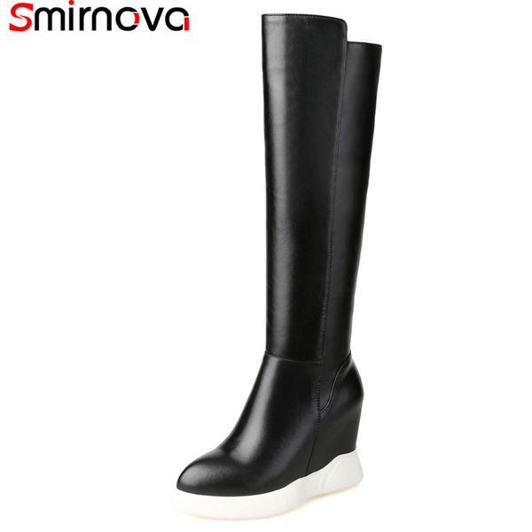 smirnova 2018 fashion genuine leather knee high boots round toe wedges solid boots winter women black platform
smirnova 2018 fashion genuine leather knee high boots round toe wedges solid boots winter women black platform