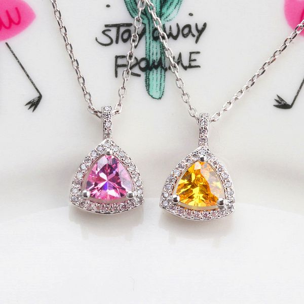 luxury pink/yellow triangle zircon pendant necklace 925 silver wedding necklaces for women fashion lover jewelry gifts
luxury pink/yellow triangle zircon pendant necklace 925 silver wedding necklaces for women fashion lover jewelry gifts