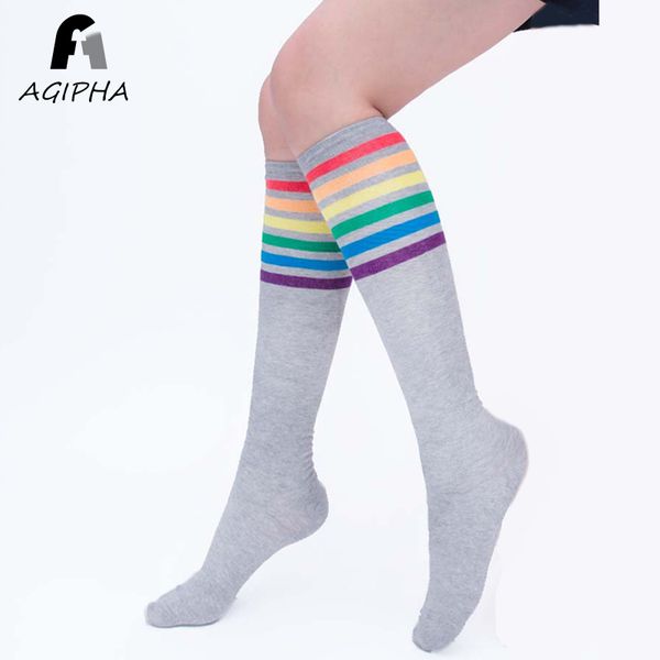 women knee socks autumn winter cotton stockings rainbow colorful striped girls long socks in white black grey color, Black;white
women knee socks autumn winter cotton stockings rainbow colorful striped girls long socks in white black grey color, Black;white