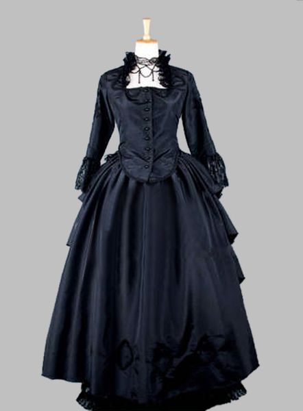 two piece gothic black thai silk victorian 1870/90s bustle dress party dress cosplay, Black;red
two piece gothic black thai silk victorian 1870/90s bustle dress party dress cosplay, Black;red