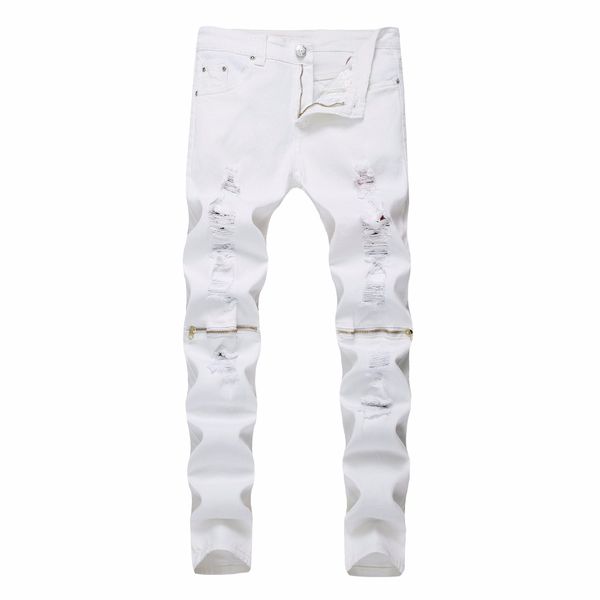 2018 fashion casual white ripped hole denim jeans men hip hop dance men's jeans slim fit feet broken zipper stretch trousers, Blue
2018 fashion casual white ripped hole denim jeans men hip hop dance men's jeans slim fit feet broken zipper stretch trousers, Blue