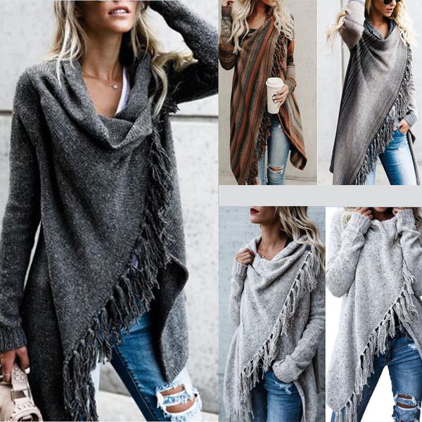 women irregular tassel knitted cardigan sweater poncho shawl coat jacket outwear sweaters, White;black
women irregular tassel knitted cardigan sweater poncho shawl coat jacket outwear sweaters, White;black