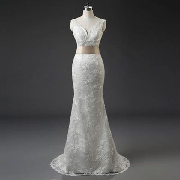 in stock 2018 v-neck lace mermaid wedding dresses with floor-length bridal gowns vestido de novia bm05, White
in stock 2018 v-neck lace mermaid wedding dresses with floor-length bridal gowns vestido de novia bm05, White