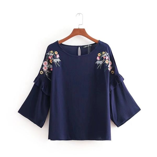 2018 women vintage floral embroidery ruffles blouse o neck pullover shirt casual slim chic femininas blusas ls2216, White
2018 women vintage floral embroidery ruffles blouse o neck pullover shirt casual slim chic femininas blusas ls2216, White