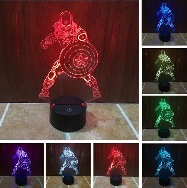 Movie Captain America Shield Figure 3D Multicolor Change Acrylic table night light LED illusion Touch lamp Boy Man kids toy Gift Drop Ship
Movie Captain America Shield Figure 3D Multicolor Change Acrylic table night light LED illusion Touch lamp Boy Man kids toy Gift Drop Ship