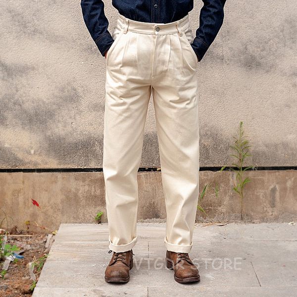 vintage 60s white officer pants chino selvage white listed men's double pleated trousers straight regular fit, Black
vintage 60s white officer pants chino selvage white listed men's double pleated trousers straight regular fit, Black