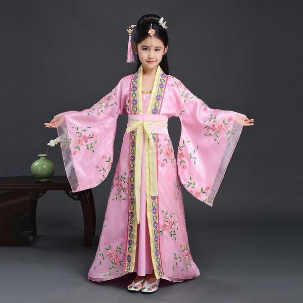 

ancient opera tang dynasty han ming child hanfu dress traditional chinese folk dance dance costumes clothing girl kids children, Black;red
