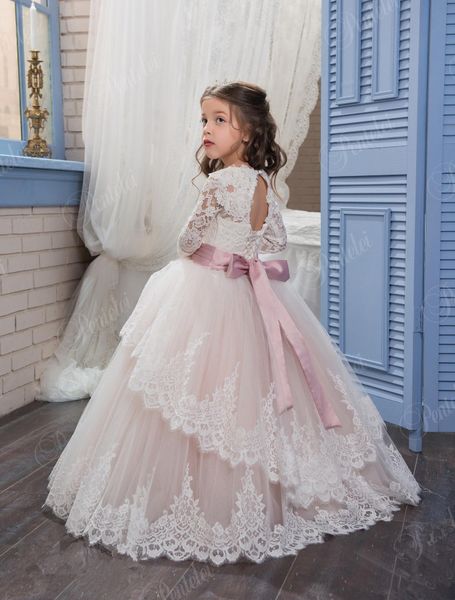 2019 lace flower girl dresses for weddings blush pink long sleeves ball gown princess first communion dress child party formal wear gowns, White;blue
2019 lace flower girl dresses for weddings blush pink long sleeves ball gown princess first communion dress child party formal wear gowns, White;blue