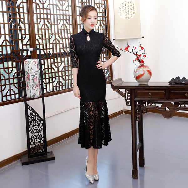 new arrival summer black trumpet casual dress traditional women half sleeve long qipao lady lace chinese cheongsam, Red
new arrival summer black trumpet casual dress traditional women half sleeve long qipao lady lace chinese cheongsam, Red