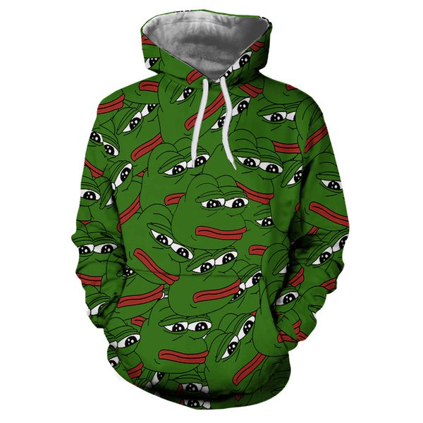 

funny 3d hoodies sweatshirts men women pepe the frog print hoodie tracksuit men harajuku hip hip casual hooded sweatshirt, Black