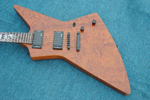 

rare heavy metallic james hetfield kenneth lawrence explorer electric guitar mahogany body, quilted bubinga sun ray inlay, emg pickups