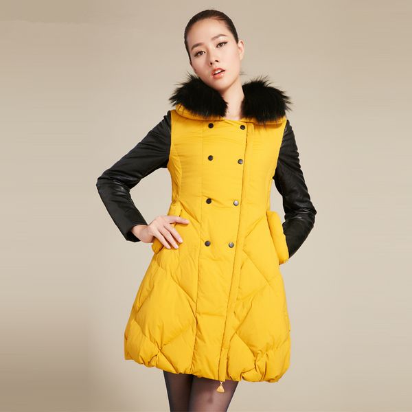 women winter new 90% white duck down jacket ladies real large fur collar parka fashion casual pu patchwork skirt outerwear z374, Black
women winter new 90% white duck down jacket ladies real large fur collar parka fashion casual pu patchwork skirt outerwear z374, Black
